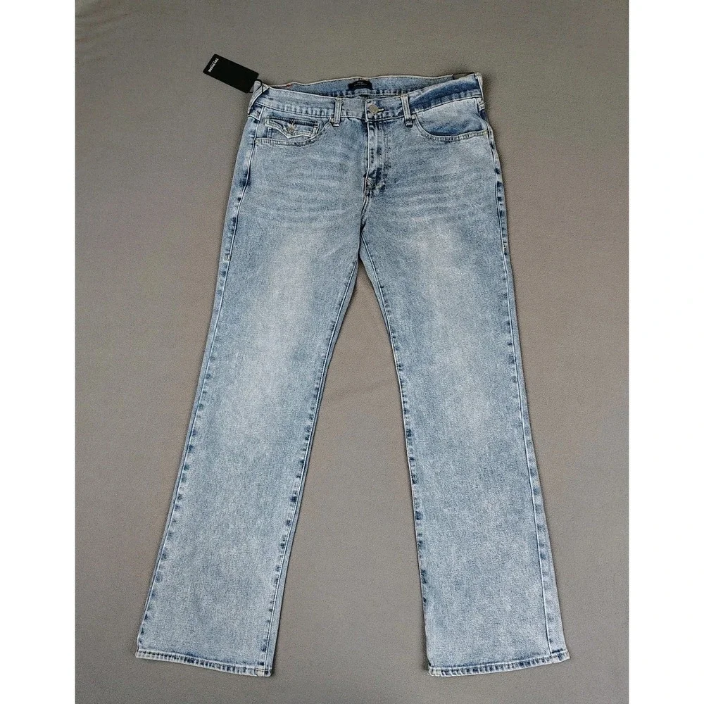 TRUE RELIGION BILLY Jeans Flap Pocket Stretchy 36x33½ Relax Bootcut Denim NEW